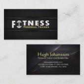 フィットネスパーソナルトレーナーはっきりした文字ダンベルロゴ 名刺 (正面/裏面)