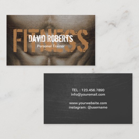 フィットネスパーソナルトレーナーはっきりした文字プロフェッショナル 名刺 (正面/裏面)