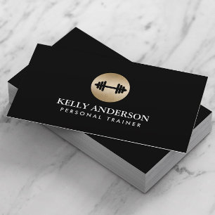 フィットネスパーソナルトレーナークラシーブラック&金ゴールド 名刺