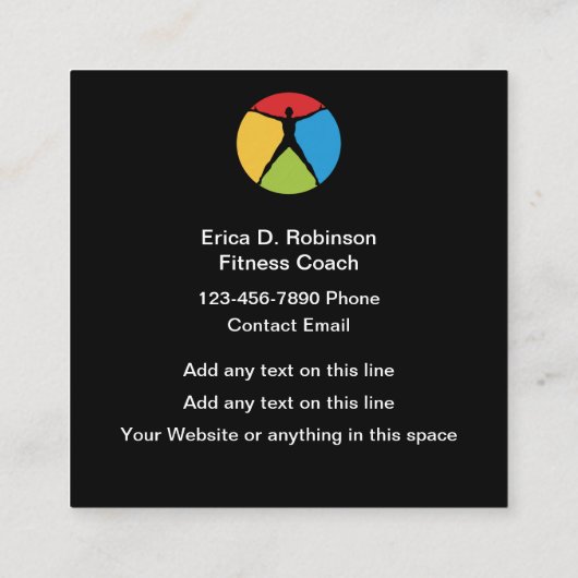 フィットネスパーソナルトレーナーコーチ名刺 スクエア名刺 (裏面)