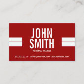 フィットネスパーソナルトレーナースはっきりしたポーツストライプレッド 名刺 (正面)