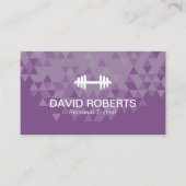 フィットネスパーソナルトレーナートレンディージオメトリックパープル 名刺 (正面)