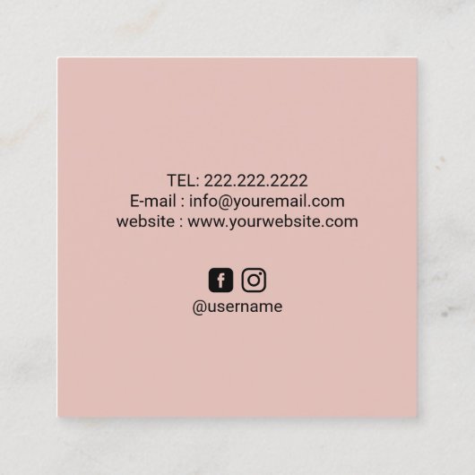 フィットネスパーソナルトレーナーピンクキスケトルベル スクエア名刺 (裏面)