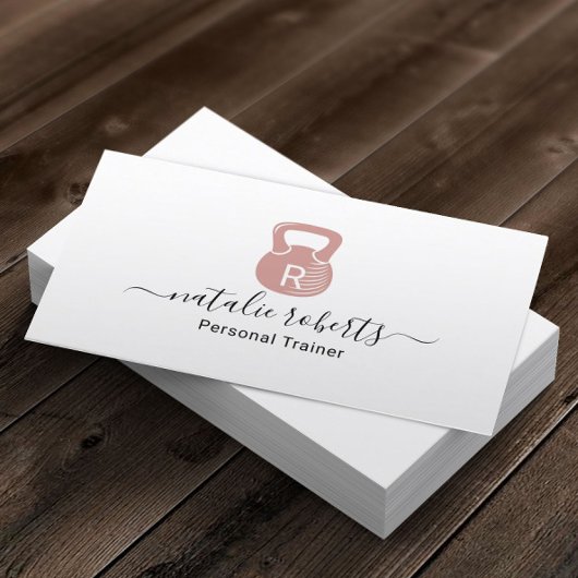 フィットネスパーソナルトレーナーピンクケトルベルロゴ 名刺