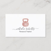 フィットネスパーソナルトレーナーピンクケトルベルロゴ 名刺 (正面)