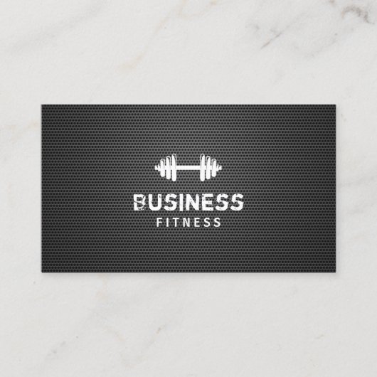 フィットネスパーソナルトレーナープロフェッショナルブラックメタル 名刺 (正面)