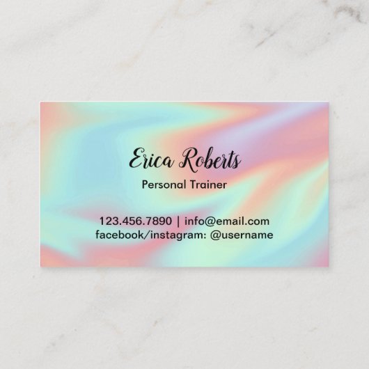 フィットネスパーソナルトレーナーホログラフィックタイポグラフィ 名刺 (裏面)