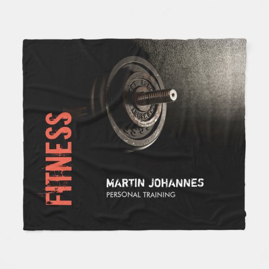 フィットネスパーソナルトレーナーボディビルモダンシャープ フリースブランケット (正面(横))