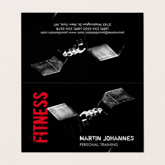 フィットネスパーソナルトレーナーボディビルモダンシャープ 名刺 (外部フラット)
