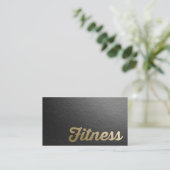 フィットネスパーソナルトレーナーミニマルブラック金ゴールドエンボス 名刺 (スタンド正面)