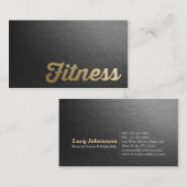 フィットネスパーソナルトレーナーミニマルブラック金ゴールドエンボス 名刺 (正面/裏面)