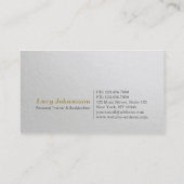 フィットネスパーソナルトレーナーミニマル白金ゴールドエンボス 名刺 (裏面)