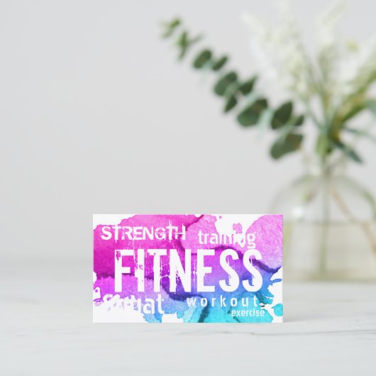 フィットネスパーソナルトレーナーモダンカラフル 名刺 (スタンド正面)