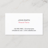 フィットネスパーソナルトレーナーモダンタイポグラフィ 名刺 (裏面)