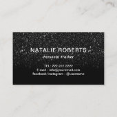 フィットネスパーソナルトレーナーモダンブラックグリッター 名刺 (裏面)