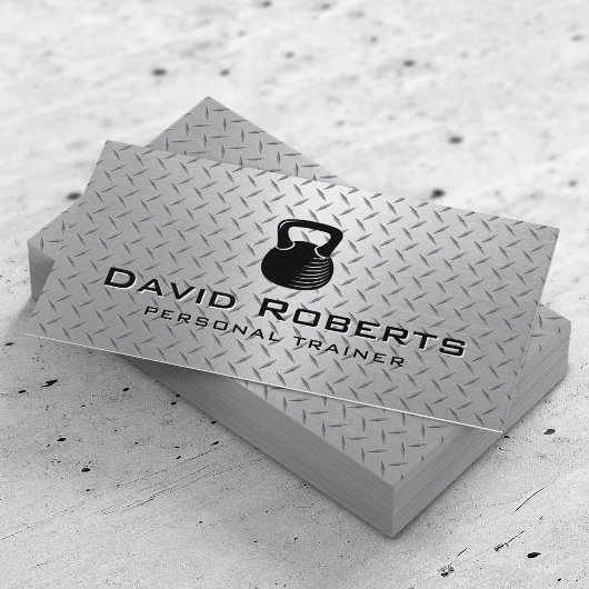 フィットネスパーソナルトレーナーモダン金属背景 名刺