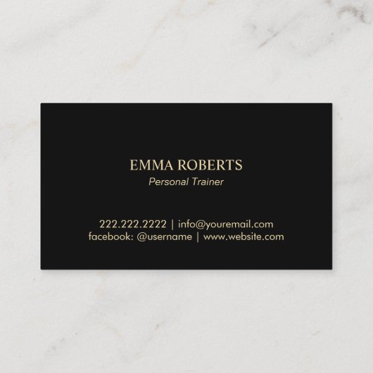 フィットネスパーソナルトレーナーラグジュアリー金ゴールド&ホワイト 名刺 (裏面)