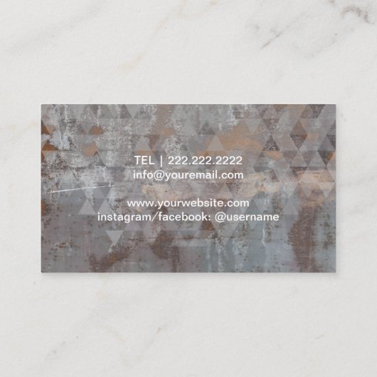 フィットネスパーソナルトレーナー幾何グランジ金属 名刺 (裏面)