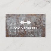 フィットネスパーソナルトレーナー幾何グランジ金属 名刺 (正面)