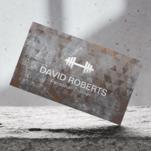 フィットネスパーソナルトレーナー幾何グランジ金属 名刺