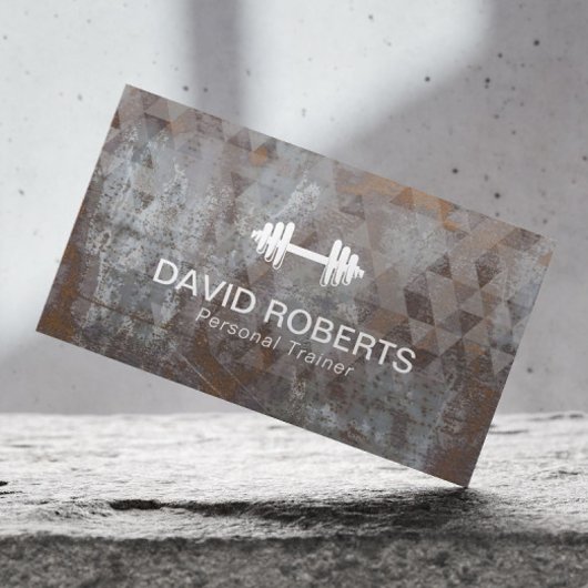 フィットネスパーソナルトレーナー幾何グランジ金属 名刺