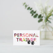 フィットネスパーソナルトレーナー幾何学的モザイク文字 名刺 (スタンド正面)