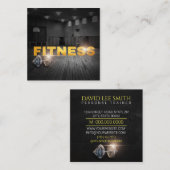 フィットネスパーソナルトレーナー金ゴールドタイポグラフィスクエアブ スクエア名刺 (正面/裏面)