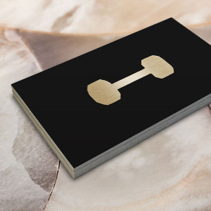 フィットネスパーソナルトレーナー金ゴールドダンベルミニマル 名刺