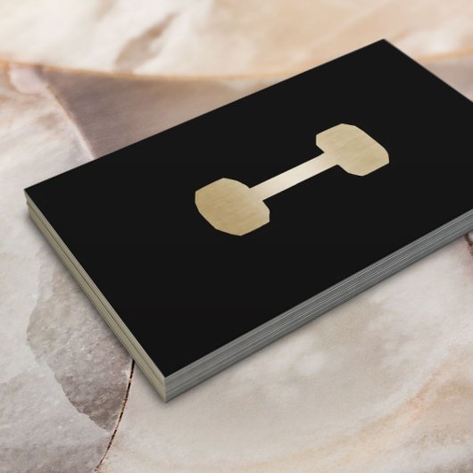 フィットネスパーソナルトレーナー金ゴールドダンベルミニマル 名刺