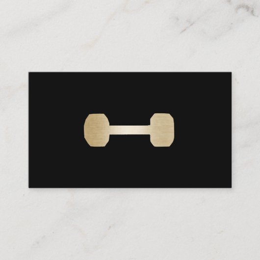 フィットネスパーソナルトレーナー金ゴールドダンベルミニマル 名刺 (正面)
