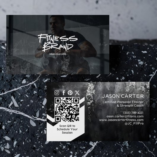 フィットネスパーソナルトレーナー モダン スポーティ 名刺