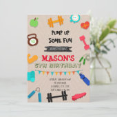 フィットネスパーティー誕生日の招待 招待状 (スタンド正面)