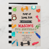 フィットネスパーティー誕生日の招待 招待状 (正面/裏面)