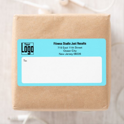 フィットネスビジネス ロゴ 電動ブルー 黒 配送ラベル ラベル (インサイチュ)