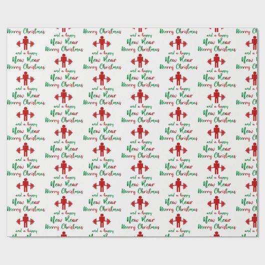 フィットネスフィッおもしろいマスクリスマスラッピング紙 ラッピングペーパー (フラット)