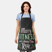 フィットネスメリーとハッピーニューリアボディビルクリスマス エプロン (着用した状態)