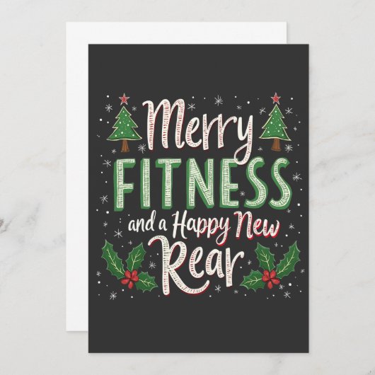 フィットネスメリーとハッピーニューリアボディビルクリスマス サンキューカード (正面/裏面)