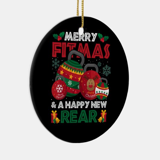 フィットネスメリークリスマスフィトマスとハッピーニューレア セラミックオーナメント (右)