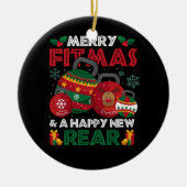 フィットネスメリークリスマスフィトマスとハッピーニューレア セラミックオーナメント (正面)