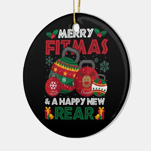 フィットネスメリークリスマスフィトマスとハッピーニューレア セラミックオーナメント (左)