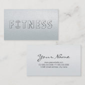 フィットネスモダンはっきりした文字ダンベルホワイトレザー 名刺 (正面/裏面)