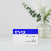 フィットネスモダンスポーツブルーホワイトビジネスカード 名刺 (スタンド正面)