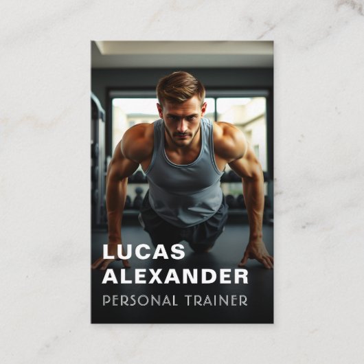 フィットネスモダンパーソナルトレーナーQRコード写真 名刺 (正面)