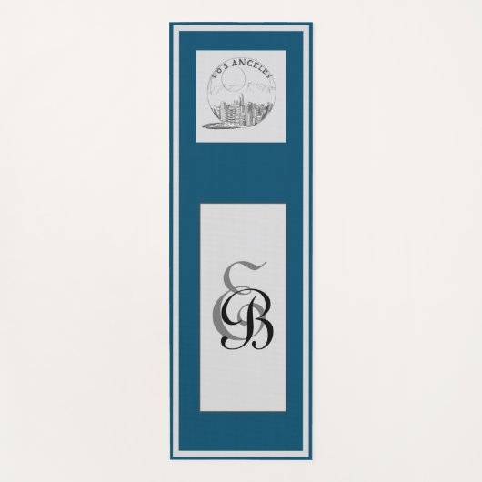 フィットネスモノグラムとロサンゼルスブラック彼のために ヨガマット (正面)