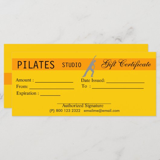 フィットネスヨガピラティス商品券のギブアウェイ (正面/裏面)