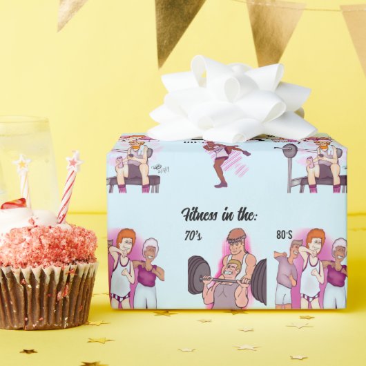 フィットネスライトブルー ラッピングペーパー (誕生日パーティー)