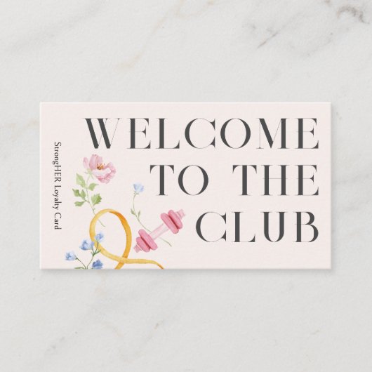 フィットネスロイヤリティパンチカードとダンベルウェルネス 名刺 (正面)