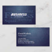 フィットネスワーズカッコいいブルーメタルパーソナルトレーナー 名刺 (正面/裏面)