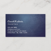 フィットネスワーズカッコいいブルーメタルパーソナルトレーナー 名刺 (裏面)