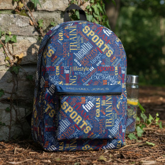 フィットネスワードクラウドレッド/ホワイトID284 プリントバックパック